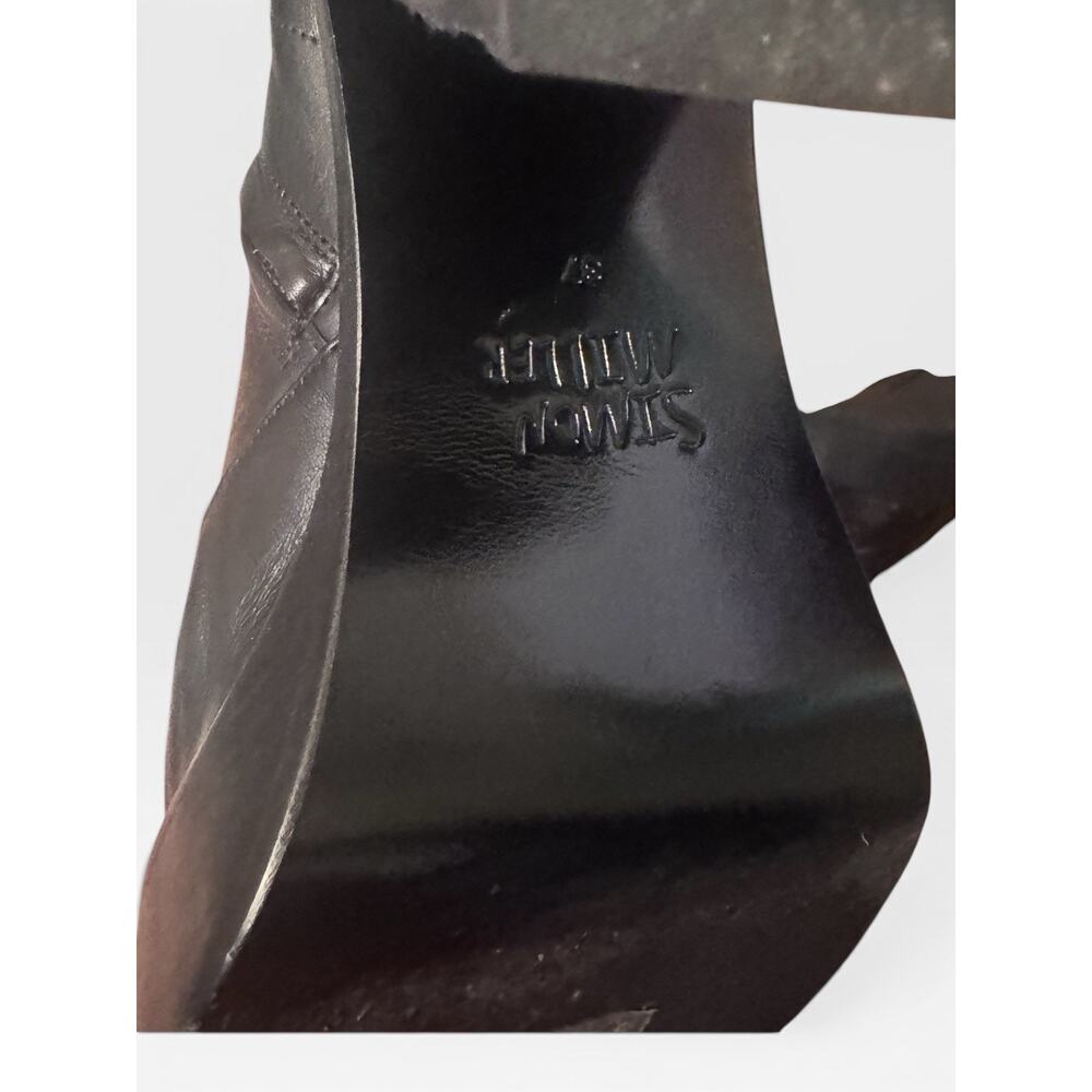 Simon Miller Low Raid Black Leather Platform Boots Zip Round Toe SZ 37/ US 7 - Picture 6 of 9